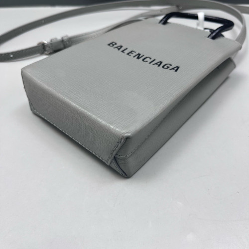 Balenciaga Logo Shopping Phone Holder Calfskin Grey