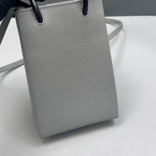 Balenciaga Logo Shopping Phone Holder Calfskin Grey
