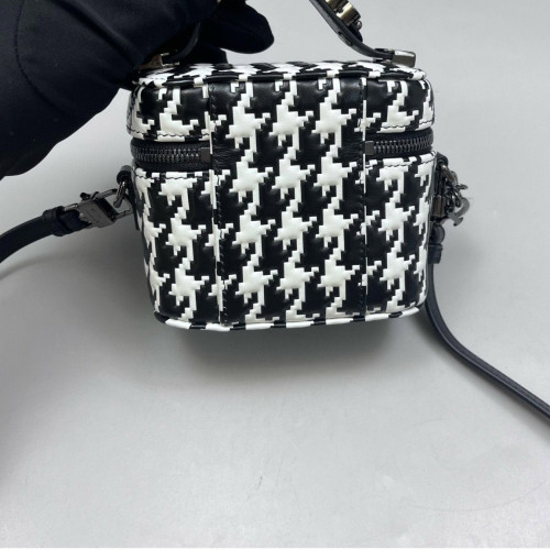 Dior Mini Top Handle Vanity Case Houndstooth Black White Dior Mini Top Handle Vanity Case Houndstooth Black White