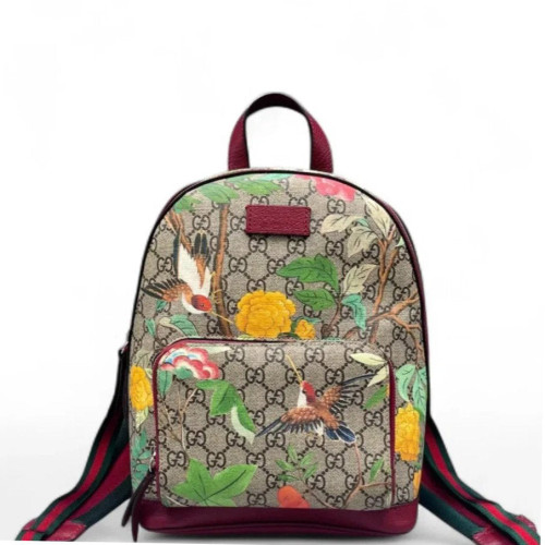 Gucci Backpack GG Supreme Monogram Beige Burgundy Green