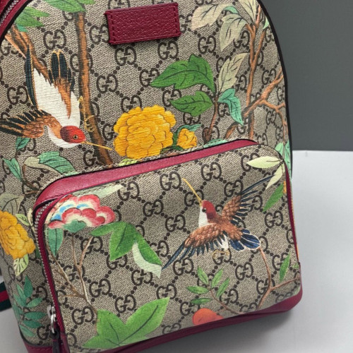 Gucci Backpack GG Supreme Monogram Beige Burgundy Green