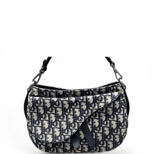 Dior Mini Soft Saddle Bag Oblique Navy Beige Black