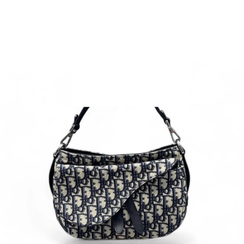 Dior Mini Soft Saddle Bag Oblique Navy Beige Black