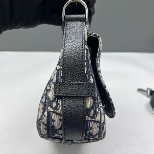 Dior Mini Soft Saddle Bag Oblique Navy Beige Black