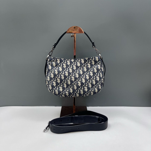 Dior Mini Soft Saddle Bag Oblique Navy Beige Black