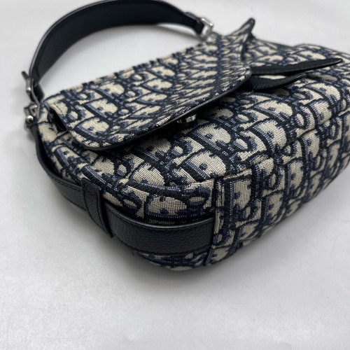 Dior Mini Soft Saddle Bag Oblique Navy Beige Black