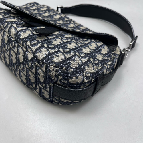 Dior Mini Soft Saddle Bag Oblique Navy Beige Black