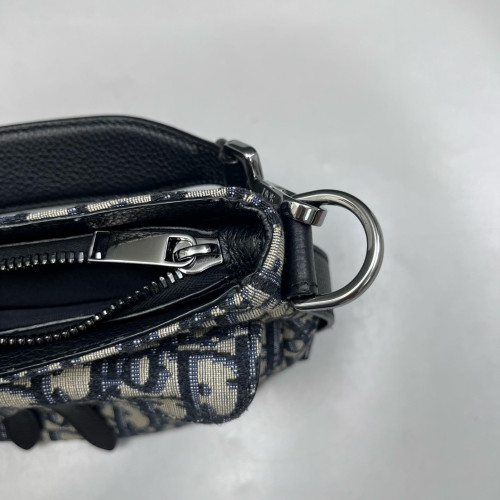 Dior Mini Soft Saddle Bag Oblique Navy Beige Black