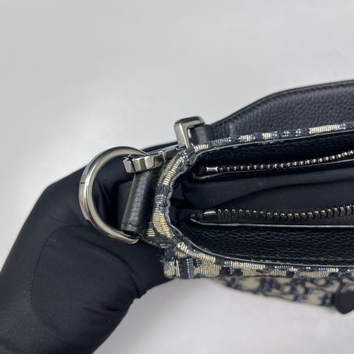 Dior Mini Soft Saddle Bag Oblique Navy Beige Black