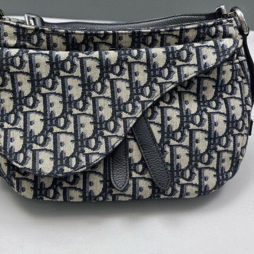 Dior Mini Soft Saddle Bag Oblique Navy Beige Black