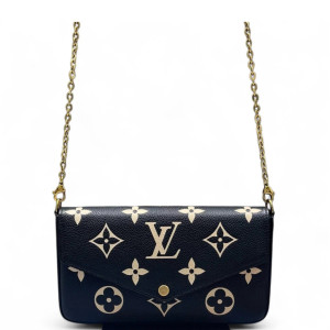 Louis Vuitton Pochette Felicie Chain Wallet Monogram Empreinte Black White
