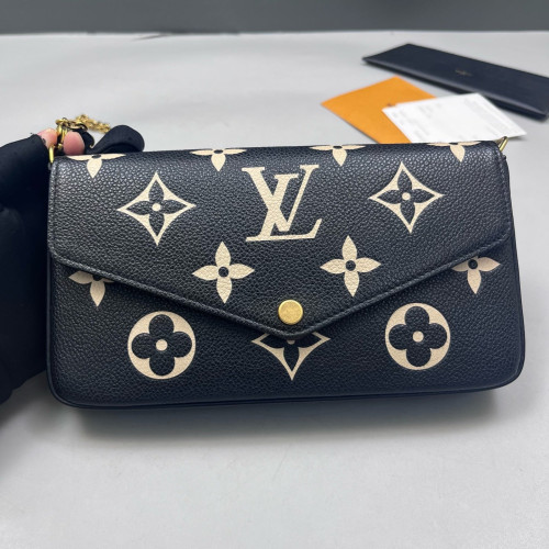 Louis Vuitton Pochette Felicie Chain Wallet Monogram Empreinte Black White