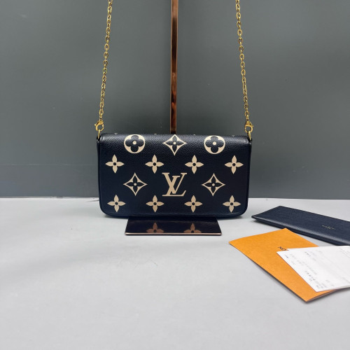 Louis Vuitton Pochette Felicie Chain Wallet Monogram Empreinte Black White
