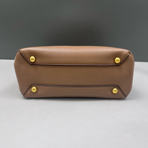 Burberry Small Banner Tote Calfskin House Check Brown Beige Red Burberry Small Banner Tote Calfskin House Check Brown Beige Red