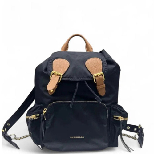 Burberry Medium Rucksack Backpack Nylon Calfskin Black Brown Burberry Medium Rucksack Backpack Nylon Calfskin Black Brown