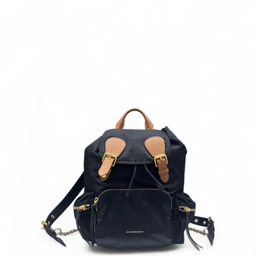 Burberry Medium Rucksack Backpack Nylon Calfskin Black Brown Burberry Medium Rucksack Backpack Nylon Calfskin Black Brown