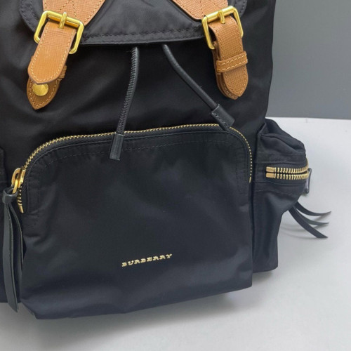 Burberry Medium Rucksack Backpack Nylon Calfskin Black Brown Burberry Medium Rucksack Backpack Nylon Calfskin Black Brown