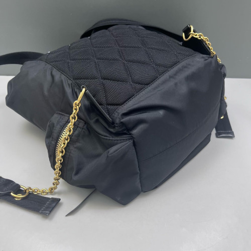Burberry Medium Rucksack Backpack Nylon Calfskin Black Brown Burberry Medium Rucksack Backpack Nylon Calfskin Black Brown