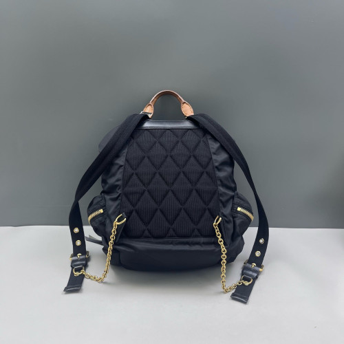 Burberry Medium Rucksack Backpack Nylon Calfskin Black Brown Burberry Medium Rucksack Backpack Nylon Calfskin Black Brown