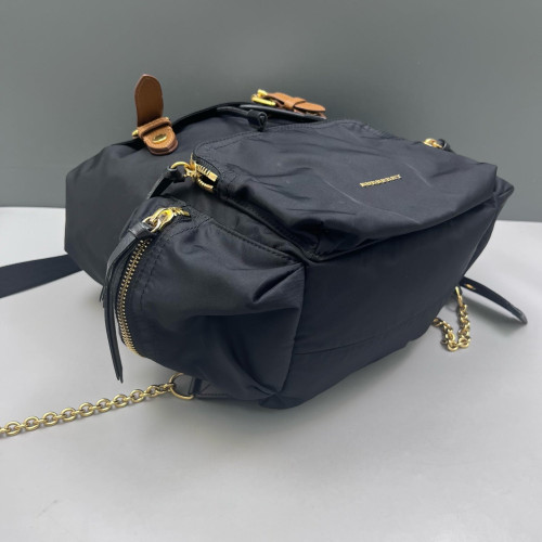 Burberry Medium Rucksack Backpack Nylon Calfskin Black Brown Burberry Medium Rucksack Backpack Nylon Calfskin Black Brown