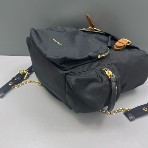 Burberry Medium Rucksack Backpack Nylon Calfskin Black Brown Burberry Medium Rucksack Backpack Nylon Calfskin Black Brown