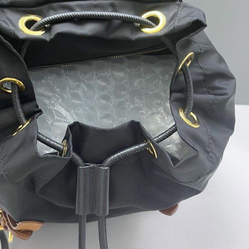 Burberry Medium Rucksack Backpack Nylon Calfskin Black Brown Burberry Medium Rucksack Backpack Nylon Calfskin Black Brown