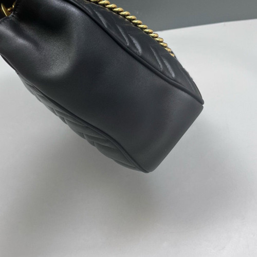 Gucci Chevron Shoulder Bag Calfskin Black