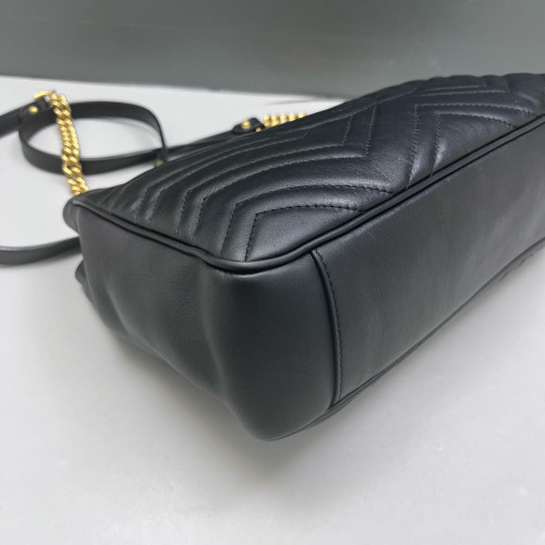 Gucci Chevron Shoulder Bag Calfskin Black
