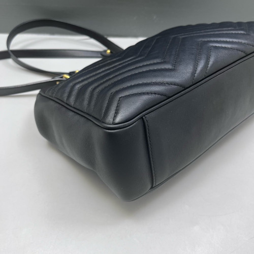 Gucci Chevron Shoulder Bag Calfskin Black