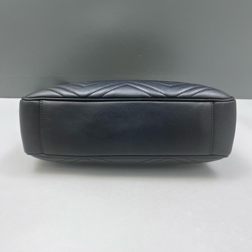 Gucci Chevron Shoulder Bag Calfskin Black