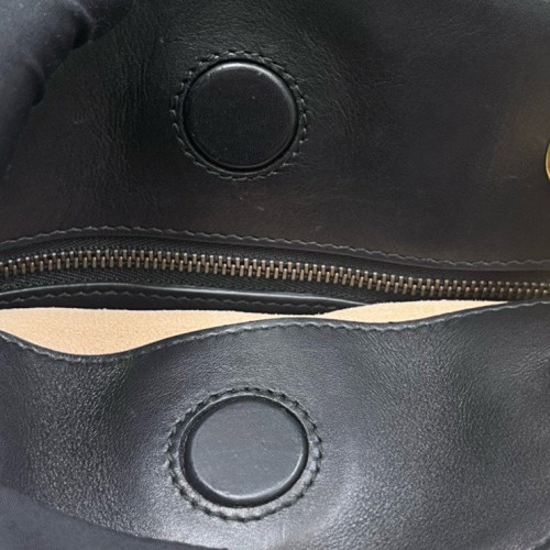 Gucci Chevron Shoulder Bag Calfskin Black
