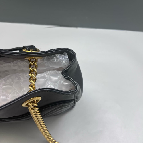 Gucci Chevron Shoulder Bag Calfskin Black