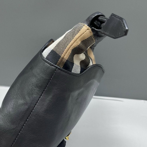 Burberry Bucket House Check Calfskin Black Beige Khaki