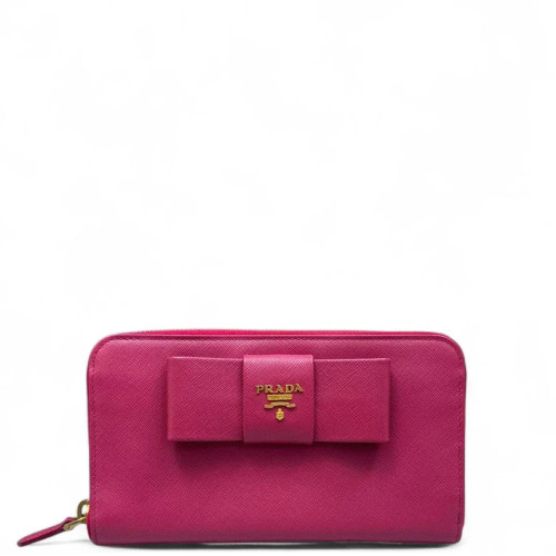 Prada Zip Around Wallet Saffiano Calfskin Rose