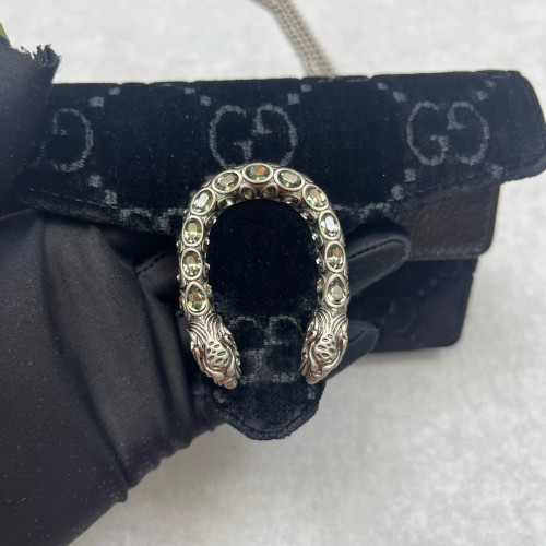 Gucci Strass Super Mini Dionysus Velvet Calfskin Black