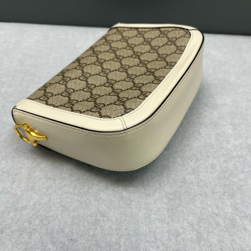 Gucci Small Horsebit 1955 GG Supreme Monogram Beige White