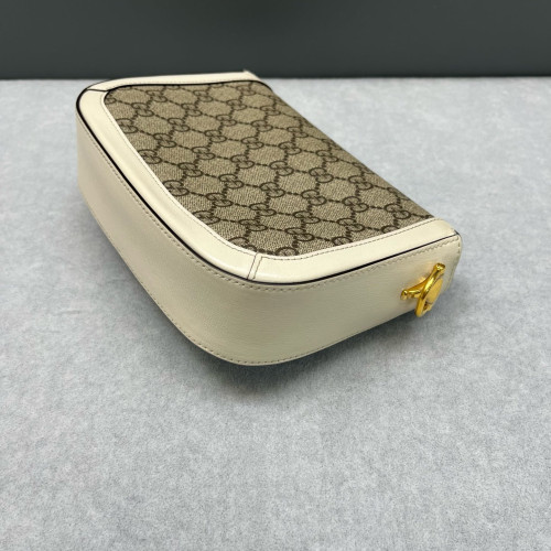 Gucci Small Horsebit 1955 GG Supreme Monogram Beige White