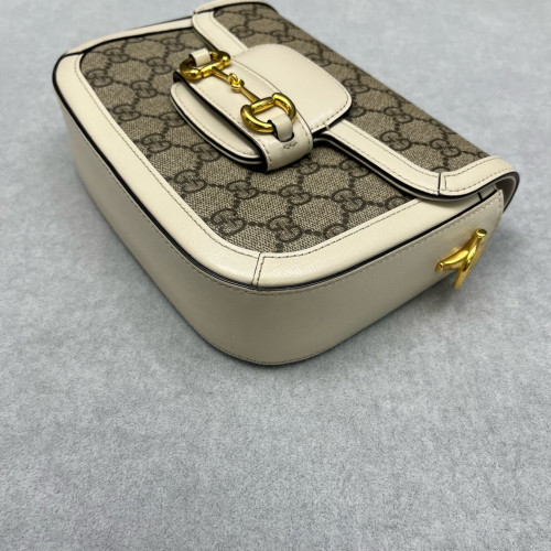Gucci Small Horsebit 1955 GG Supreme Monogram Beige White
