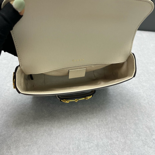 Gucci Small Horsebit 1955 GG Supreme Monogram Beige White