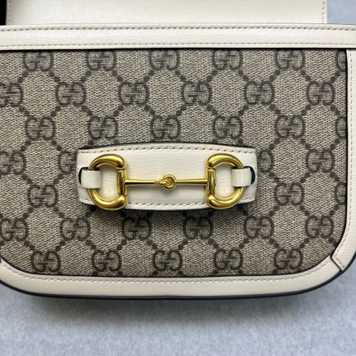 Gucci Small Horsebit 1955 GG Supreme Monogram Beige White