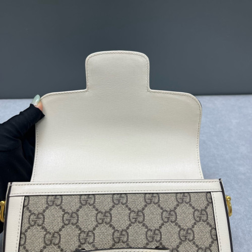 Gucci Small Horsebit 1955 GG Supreme Monogram Beige White