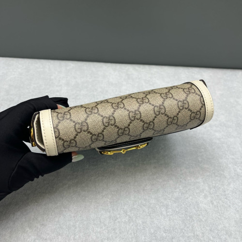 Gucci Small Horsebit 1955 GG Supreme Monogram Beige White