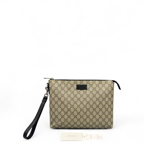 Gucci Clutch GG Supreme Monogram Beige Black