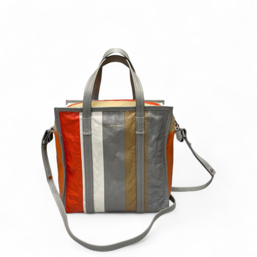 Balenciaga S Bazar Shopper Tote Arena Lambskin Grey Orange White