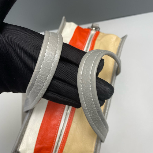 Balenciaga S Bazar Shopper Tote Arena Lambskin Grey Orange White
