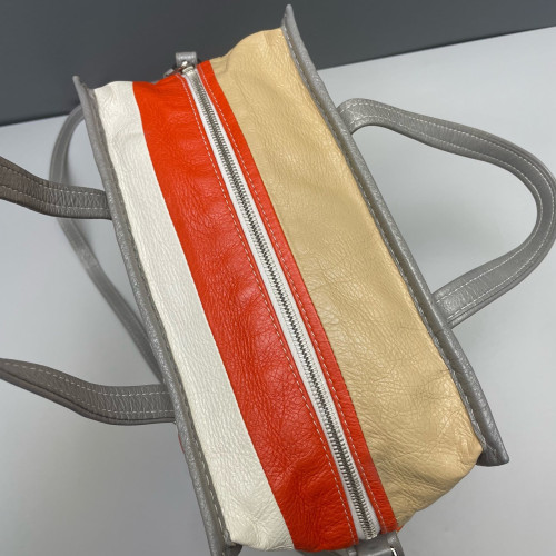 Balenciaga S Bazar Shopper Tote Arena Lambskin Grey Orange White