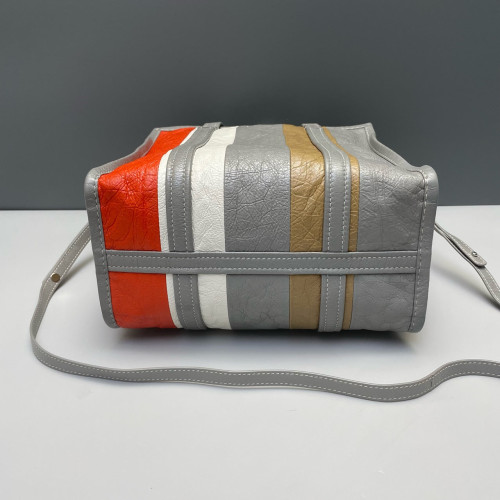 Balenciaga S Bazar Shopper Tote Arena Lambskin Grey Orange White