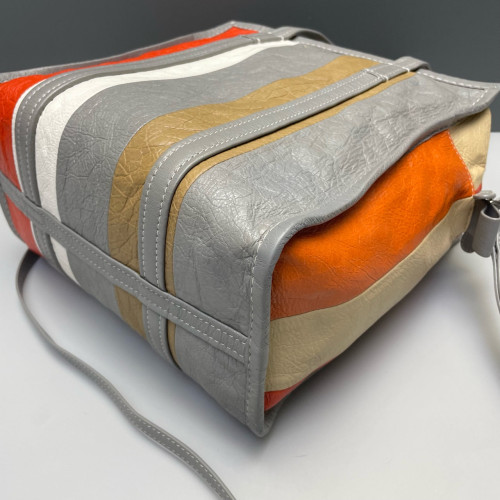 Balenciaga S Bazar Shopper Tote Arena Lambskin Grey Orange White