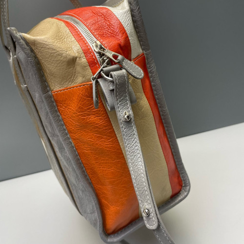 Balenciaga S Bazar Shopper Tote Arena Lambskin Grey Orange White