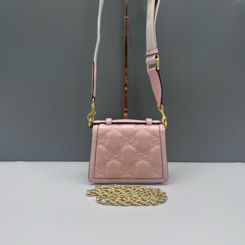 Gucci Mini Ophidia Padlock Top Handle Chain Shoulder Guccissima Pink